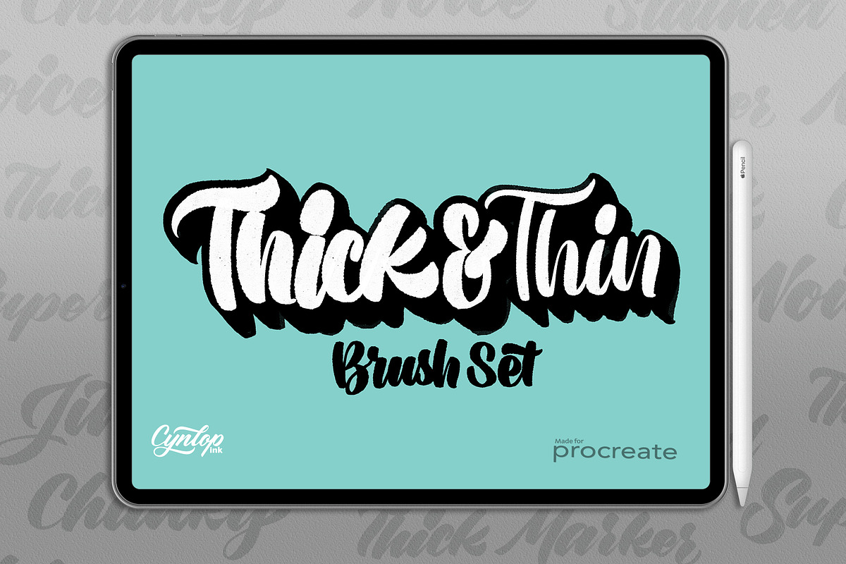 Procreate Thick & Thin Brush Set, a Brush Add-On by Cynlop Ink (Photo 1 of 7)