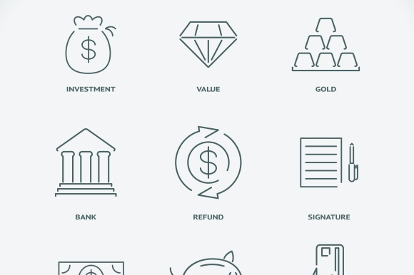 Thin Modern Line Finance Icons
