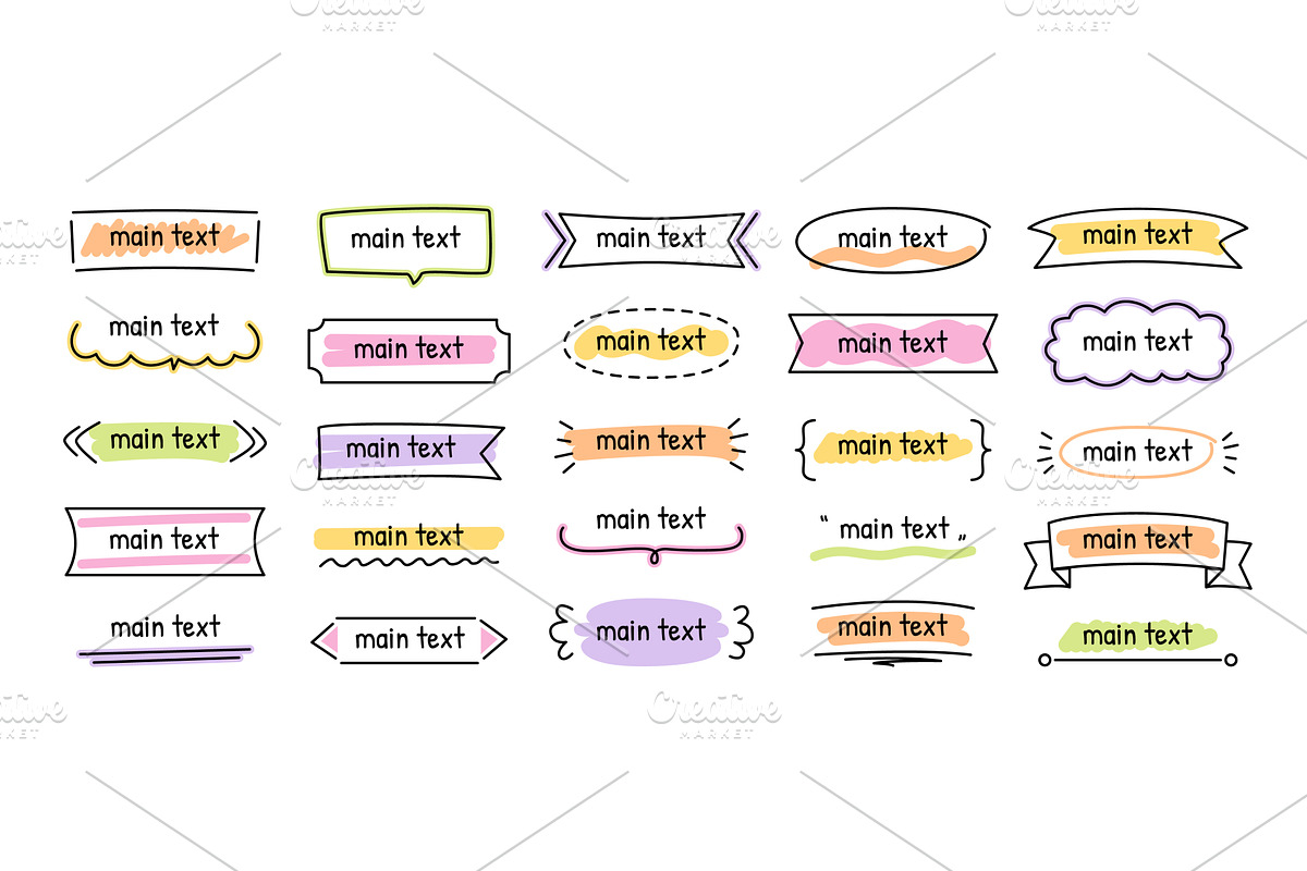 Doodle title box. Hand drawn text, an Illustration by winwin.art