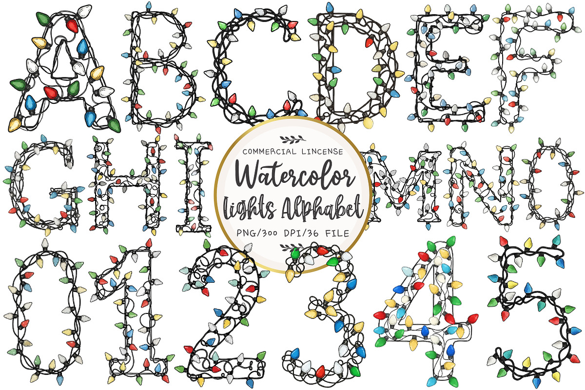 Christmas Lights Alphabet Clipart, an Illustration by OK Design (Photo 1 of 5)