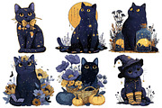 Whimsical Halloween Black Cat PNG, a Seasonal Illustration by Creative Art (Thumbnail 5 of 7)