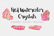 Red Watercolor Crystal Clipart, an Illustration by TigerlilyDesignCo (Thumbnail 1 of 2)