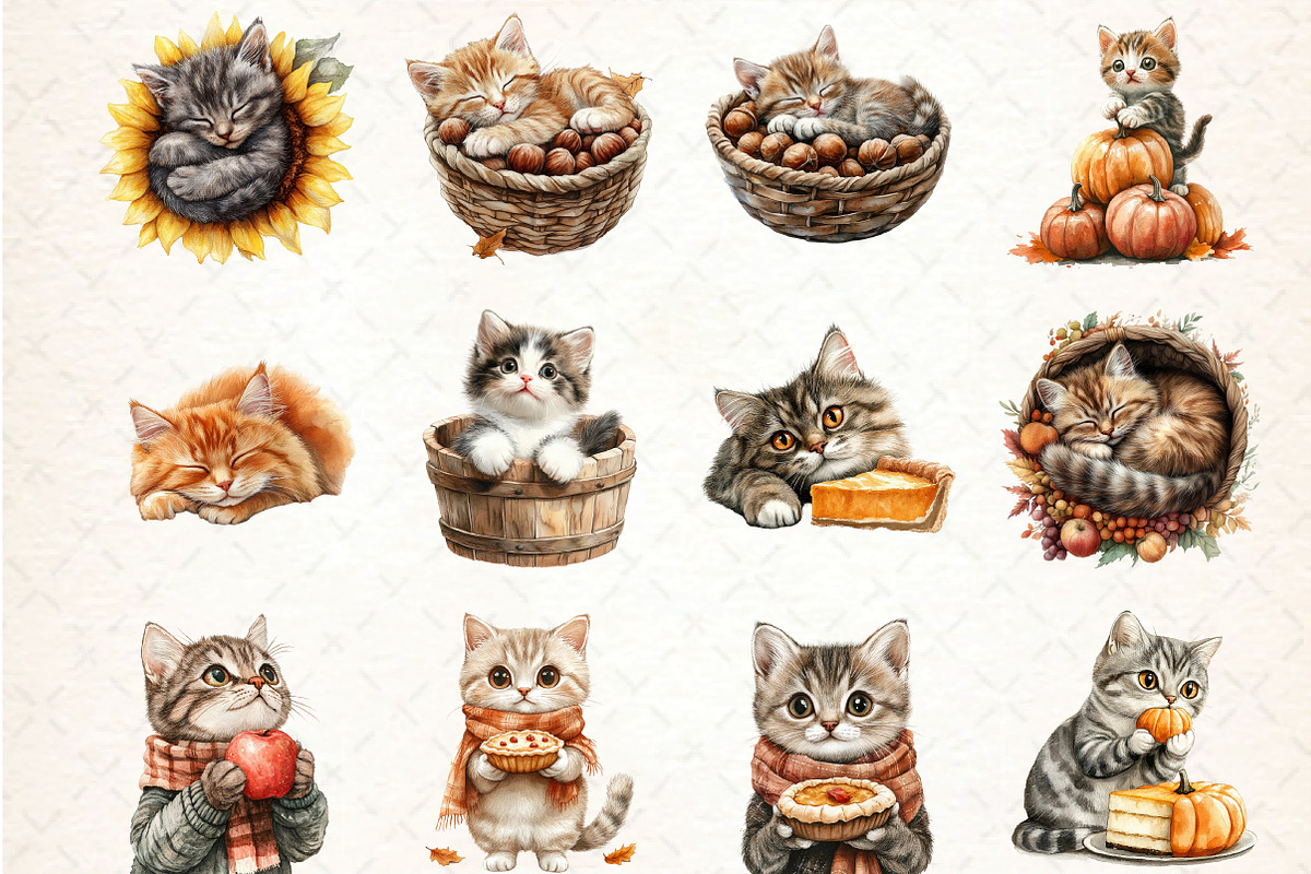 Thanksgiving Cat Clipart, an Illustration by DreamCafeArt (Photo 4 of 5)