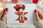 Quirky Valentine Girl Clipart Bundle, an Illustration by Canvas Craft (Thumbnail 5 of 6)