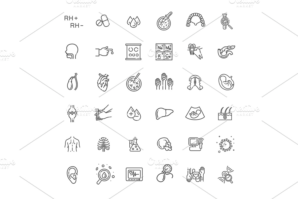 Medicine Icons set, a Healthcare Illustration by Tettygreen
