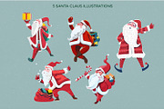 Santa Claus at Christmas Eve, a Decorative Illustration by defarmerdesign (Thumbnail 2 of 5)