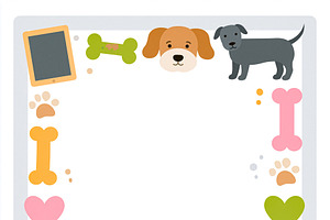 Cute dog characters framing a clean white background, creating a, an Illustration by Studio ANNA