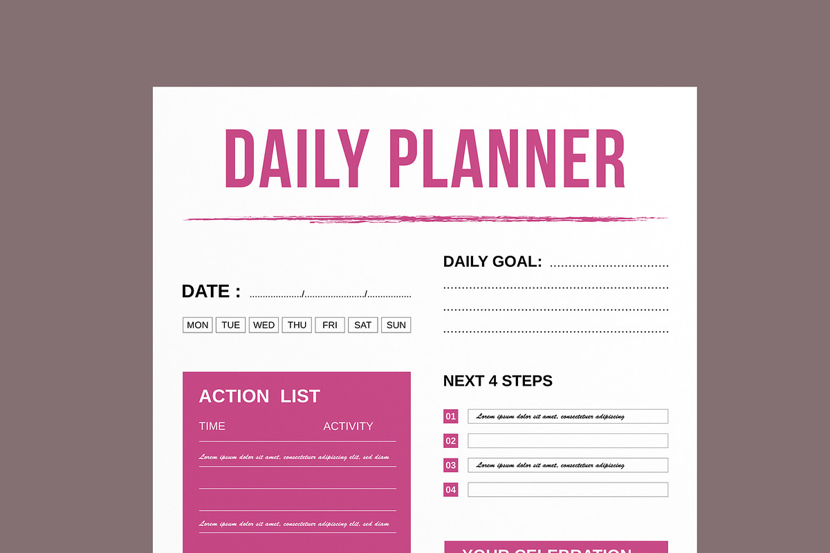 Daily Planner Layout, a Stationery Template by MightyDesign (Photo 4 of 8)