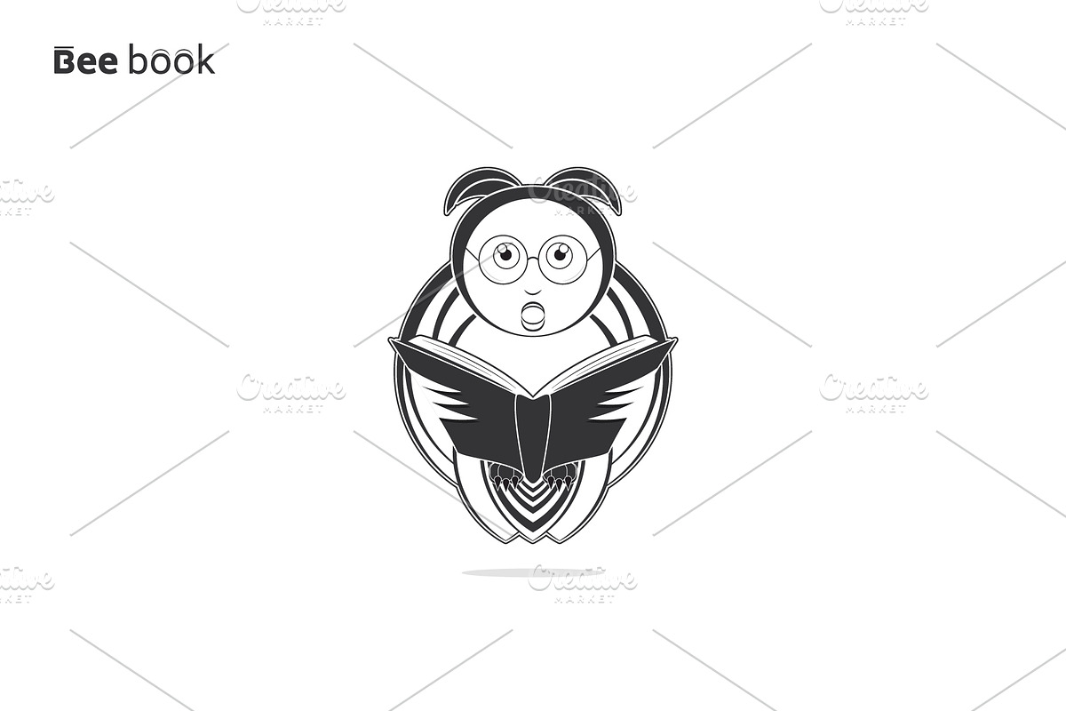 Bee and a book illustration logo, a Branding & Logo Template by rpdesignstudio
