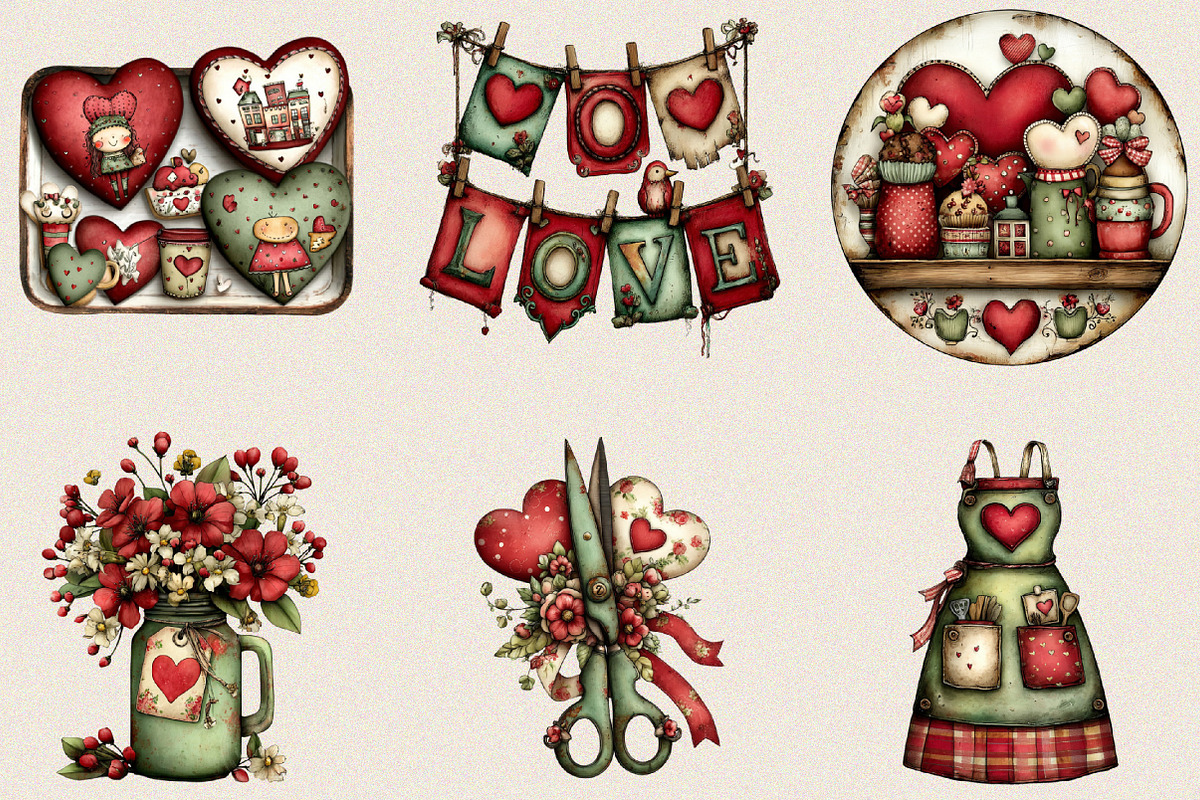 Farmhouse Love Valentine Clipart Bu, an Illustration by SVGArt (Photo 2 of 8)