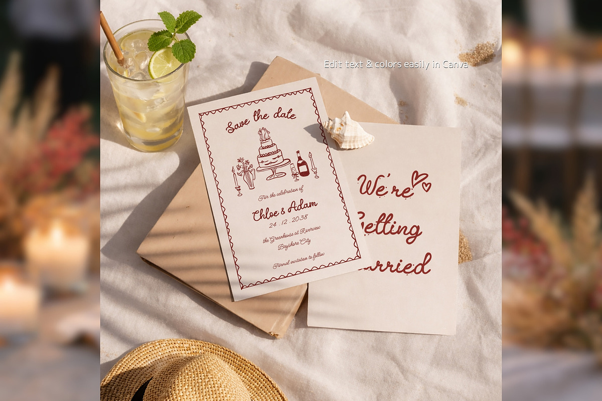 Wedding Save the Date Canva bd003, an Invitation Template by TyphoonStudio (Photo 3 of 9)
