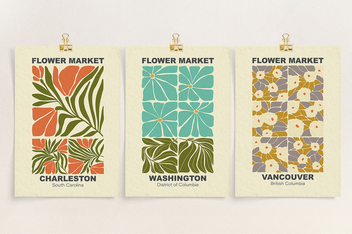 Retro Floral Patterns & Posters