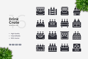 Drink Crate Solid Icons