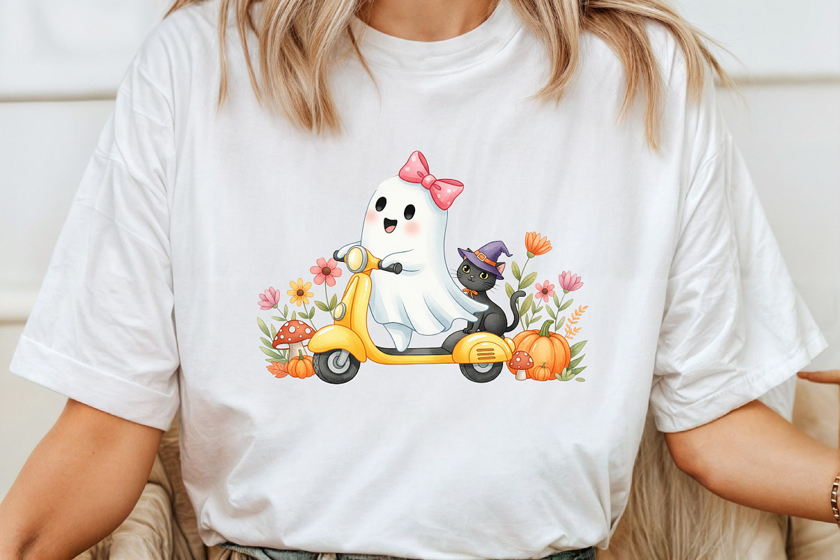 Halloween Fall Cute Ghost Cat Autumn, an Illustration by DreamArtGraphic (Photo 2 of 4)