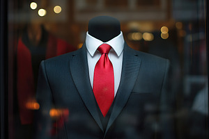 Business man costume with red tie in clothing store, a Business Photo by AlyaAnd