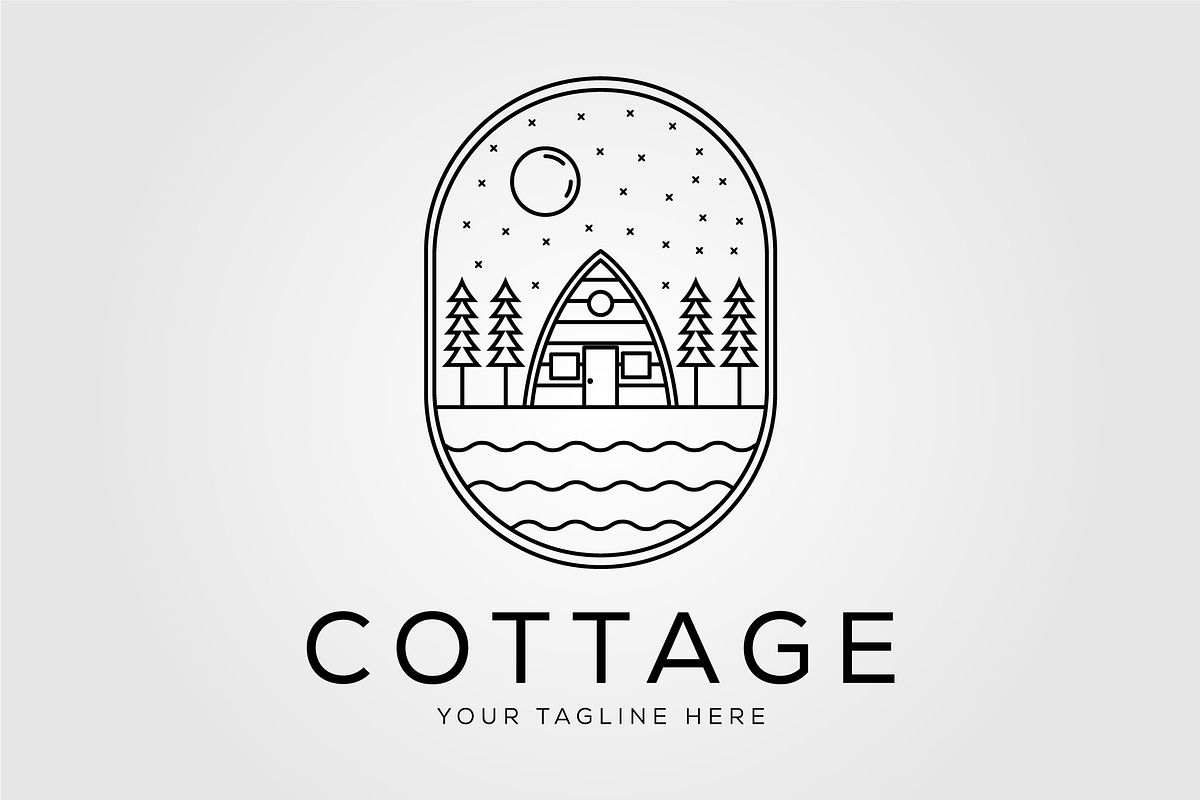 camp cottage and cabin linear logo, a Graphic by Rizkaarishandy_shop