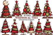 Whimsical Christmas Tree Clipart, an Illustration by Pixels.Craft (Thumbnail 1 of 6)