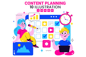 10 Social Media Content Planning, a Technology Illustration by denayunebgt