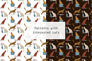 Patterns with interested cats, a Pattern Graphic by Lyolya Profitrolya (Thumbnail 1 of 3)