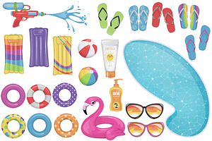 Pool Party Invitation Graphics Kit