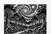 50 Mystical Galaxy Forest Silhouette, a Technology Illustration by Amazin_art (Thumbnail 8 of 26)