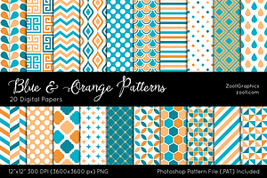 Blue & Orange Digital Papers