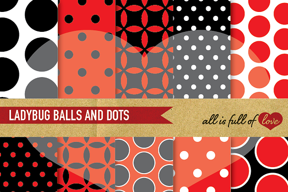 Ladybug Backgrounds Red & Black preview 2
