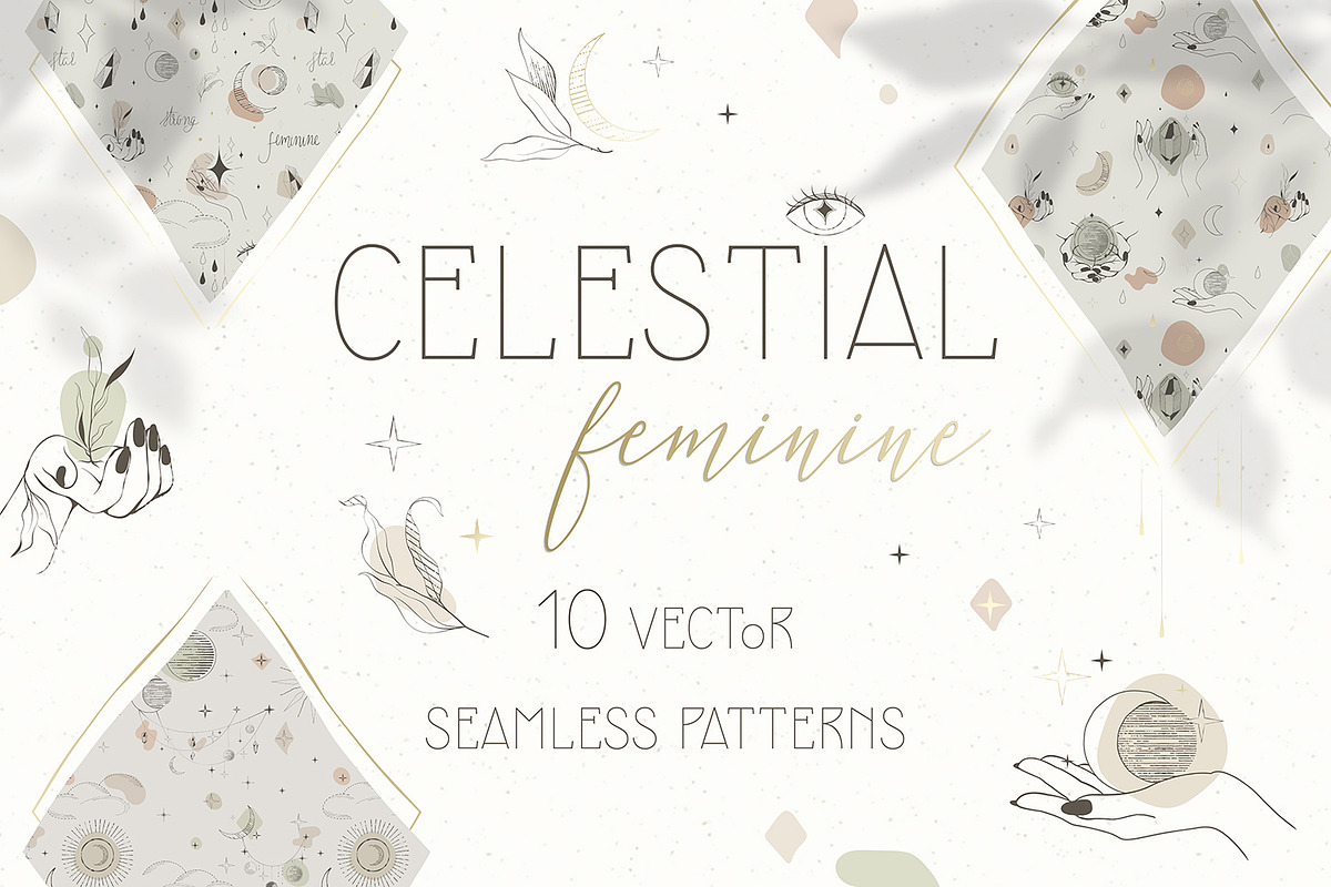 Celestial feminine Vector patterns, a Pattern Graphic by HmarkaShop (Photo 1 of 4)