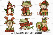 Whimsical Christmas Animals Clipart, an Illustration by Craft Nest (Thumbnail 5 of 6)