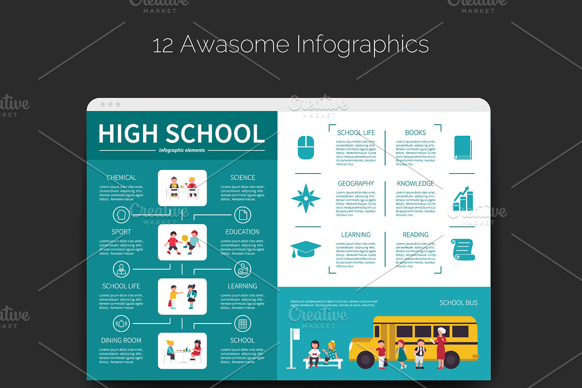 School Flat Collection, an Education Illustration by Palau (Photo 6 of 6)