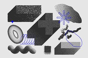 129 Vector Halftone Bitmap Shapes