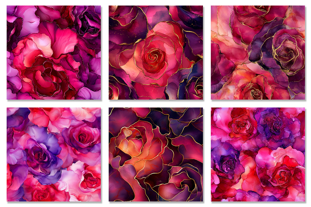 Alcohol Ink Rose Seamless Pattern, a Texture Graphic by Dream Creation (Photo 4 of 6)