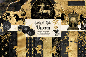 Black And Gold Unicorn Graphics