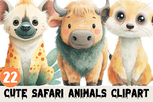 Cute Safari Animals Clipart, a Graphic by CitraGraphics