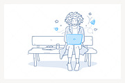 Woman Social Media Laptop Bench, a Graphic by PixelBender (Thumbnail 1 of 5)