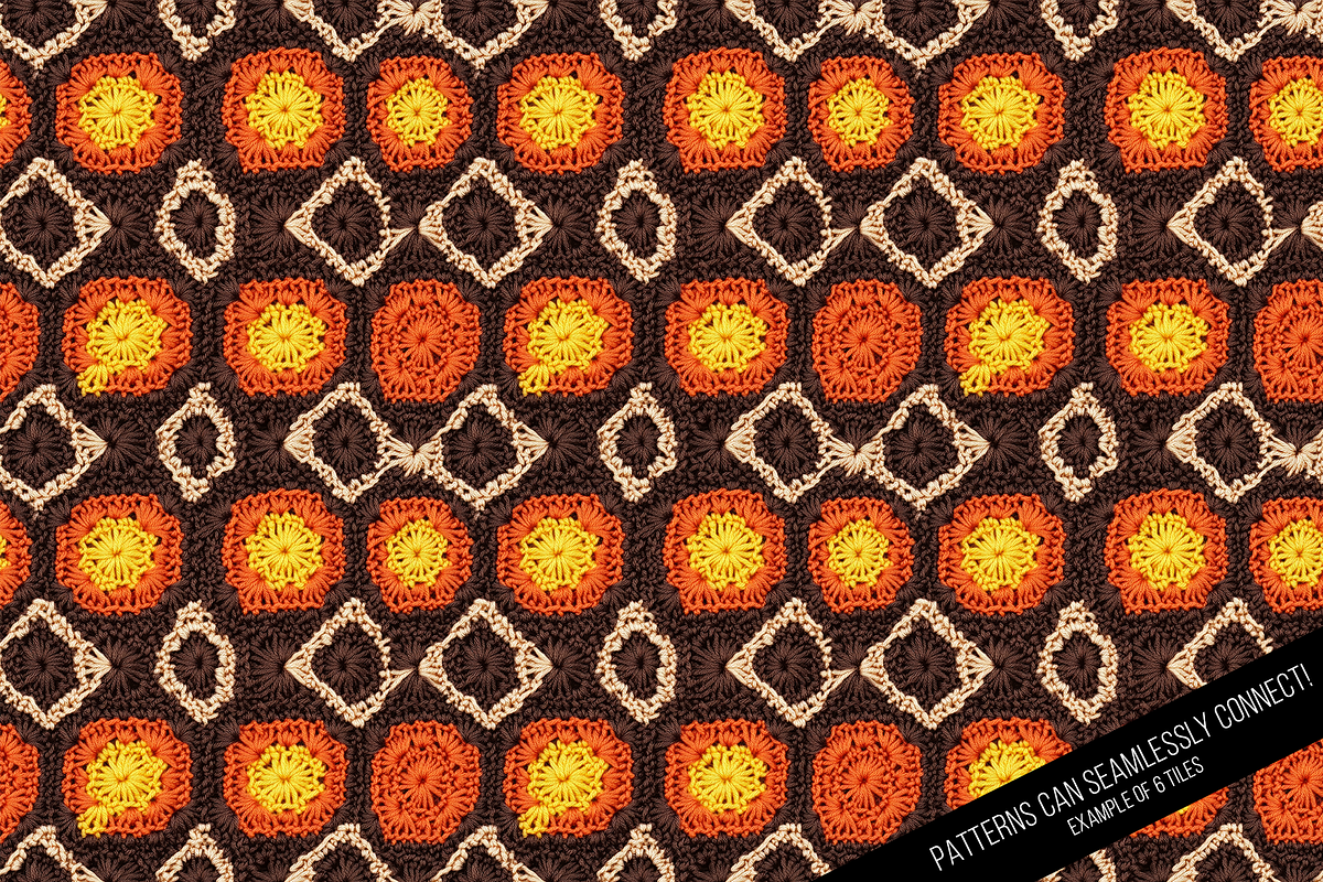70s Crochet Seamless Digital Paper, a Pattern Graphic by Chromolume Studio (Photo 5 of 15)