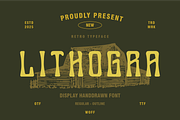 LITHOGRA - Retro Typeface, a Font by Rightwheels (Thumbnail 1 of 11)