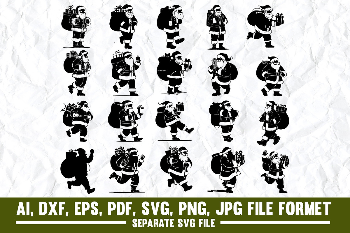 Santa Silhouette SVG Bundle, Christm, an Object Graphic by VectorArtPrintableDesign
