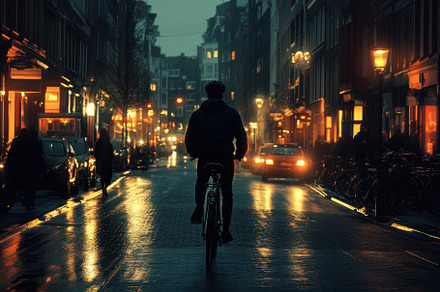 Cycling through a vibrant city stree, a Photo by Iftikhar Alam
