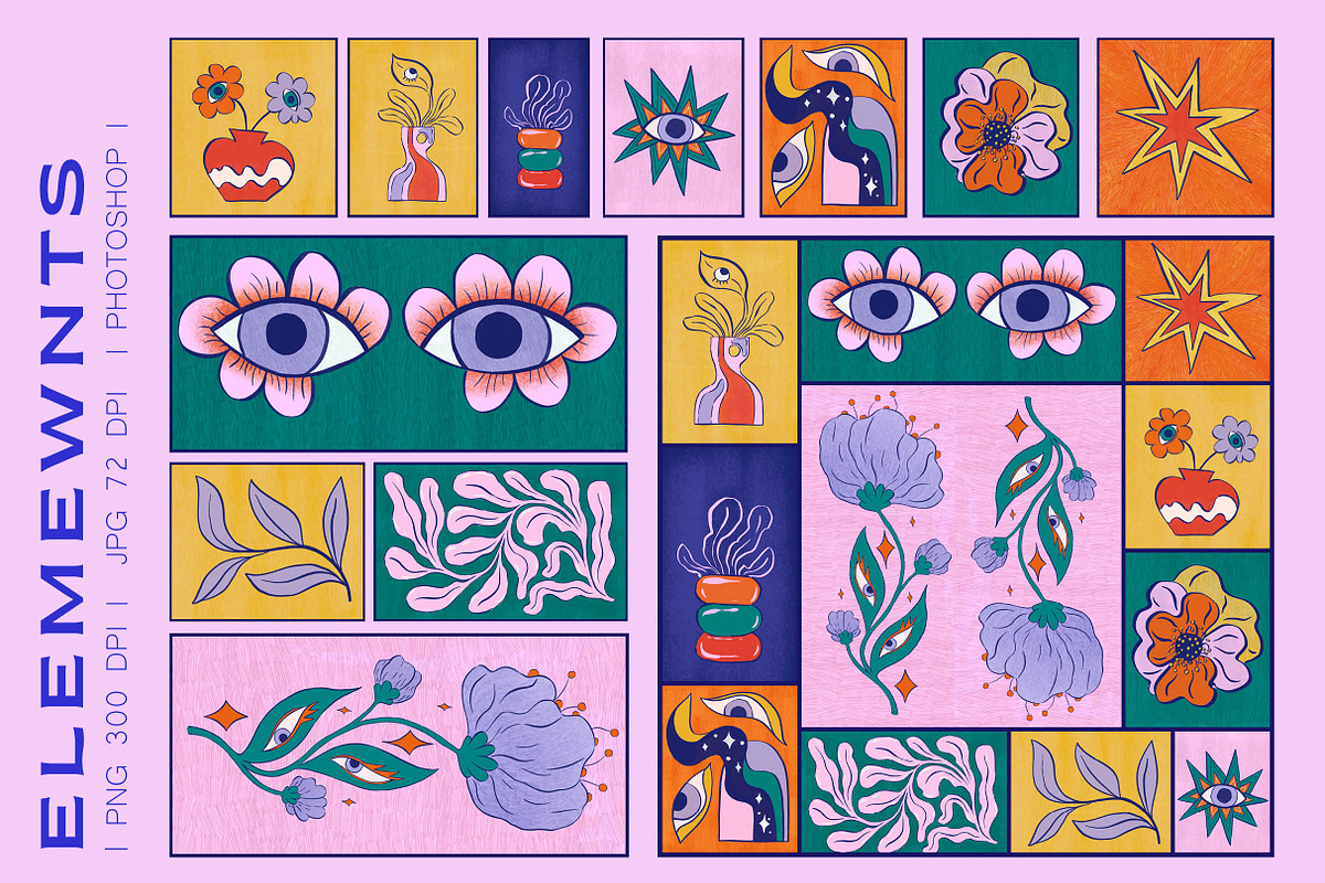 Retro blocks surface pattern, a Pattern Graphic by Kusik Illustration (Photo 8 of 9)