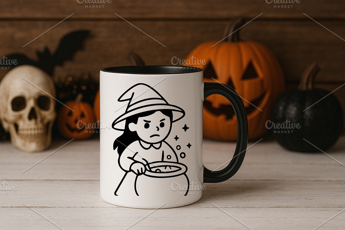 Cute halloween witch clipart set., a Decorative Illustration by kaisorn (Photo 4 of 4)