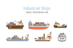 Freight vessels and industrial ships, a Transportation Illustration by Good Studio