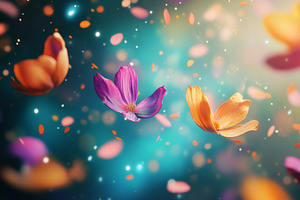 Vibrant Abstract Floral Banner with Colorful Petals, an Abstract Photo by Natalia Klenova's Shop