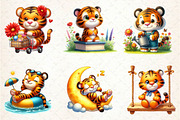 Cute Tiger Floral Spring Clipart, an Illustration by Dream Creation (Thumbnail 4 of 5)