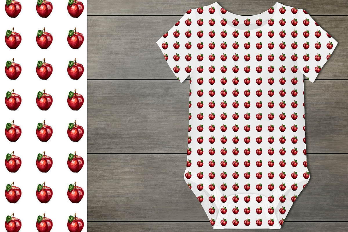 Watercolor Apple Clipart Pattern Set, a Food Illustration by Fresh art by Larysa (Photo 8 of 10)