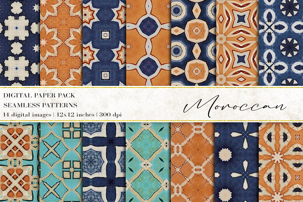 Moroccan Digital Papers, a Pattern Graphic by BonaDesigns