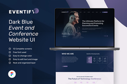 Eventify Event & Conference Website, an UI Kit Template by peterdraw