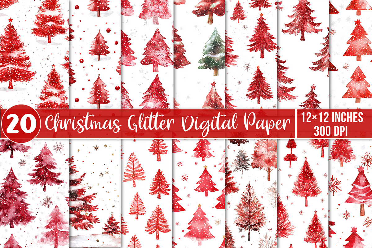 Christmas Glitter Digital Paper Pack, a Pattern Graphic by SinaCreation (Photo 1 of 6)