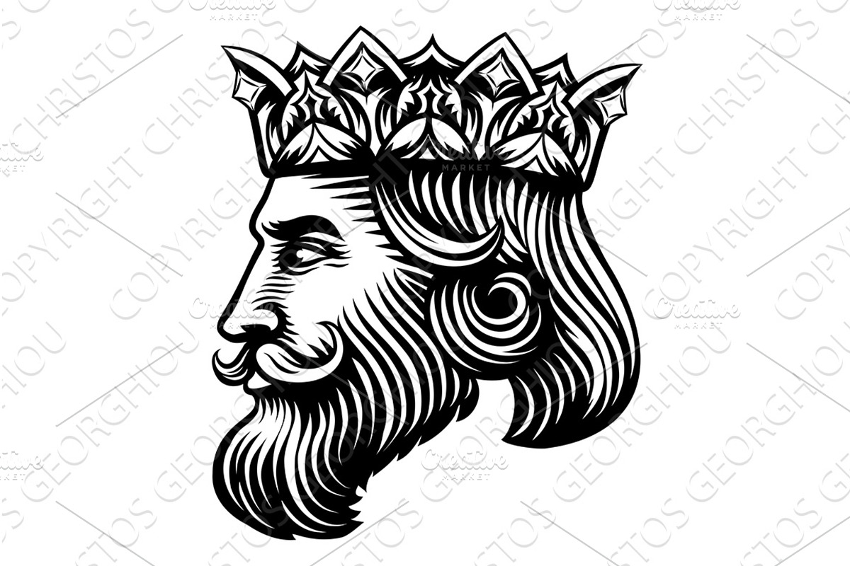 King Medieval Crown Head Face, a Person Illustration by Christos Georghiou