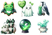 Green & White Halloween Clipart, an Illustration by Pixels.Craft (Thumbnail 7 of 8)